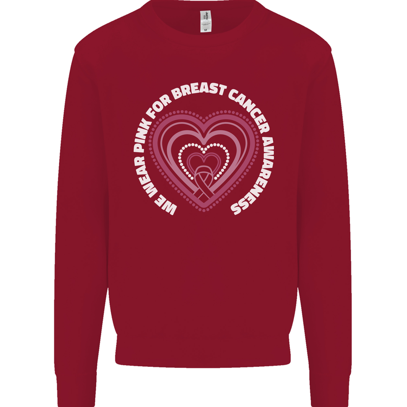 Breast Cancer Awareness I Wear Pink Kids Sweatshirt Jumper Red