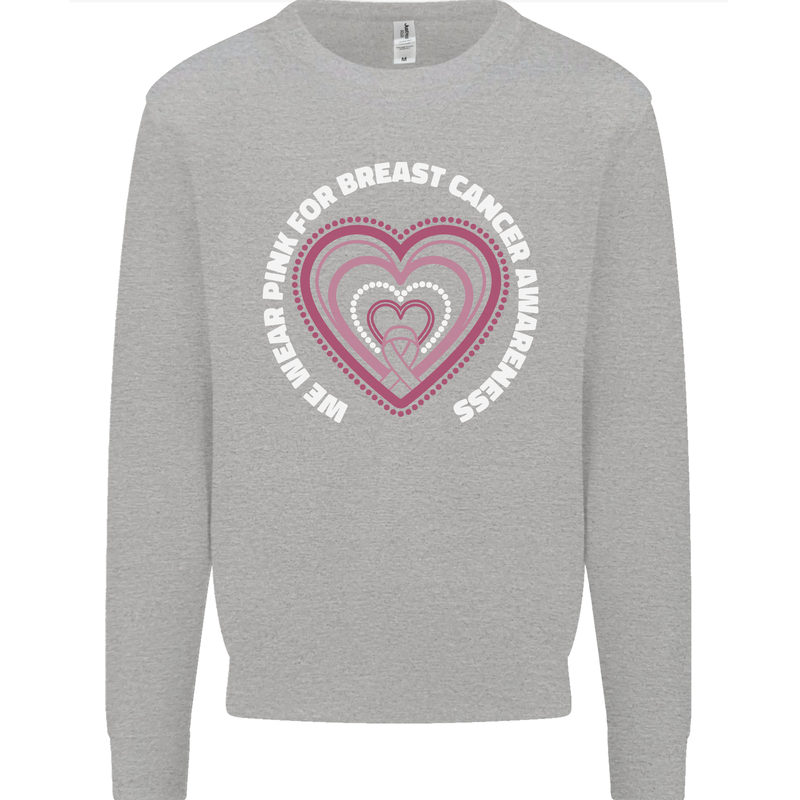 Breast Cancer Awareness I Wear Pink Kids Sweatshirt Jumper Sports Grey