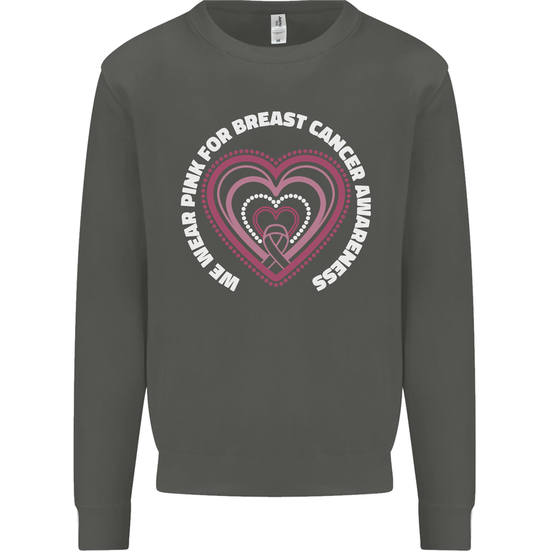 Breast Cancer Awareness I Wear Pink Kids Sweatshirt Jumper Storm Grey