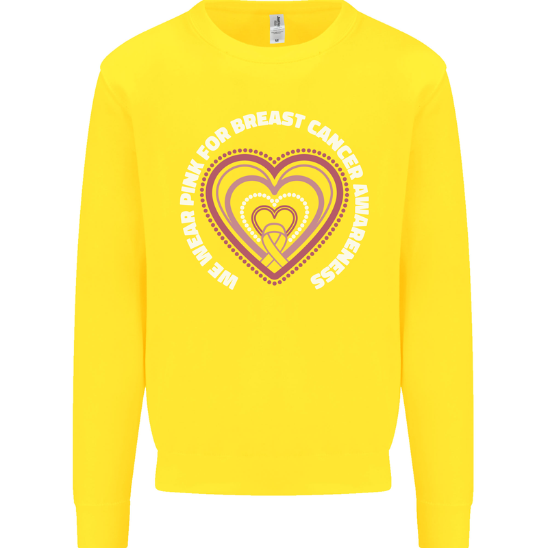 Breast Cancer Awareness I Wear Pink Kids Sweatshirt Jumper Yellow