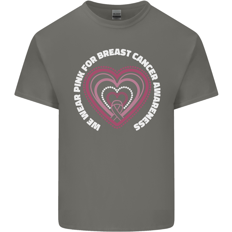 Breast Cancer Awareness I Wear Pink Kids T-Shirt Childrens Charcoal