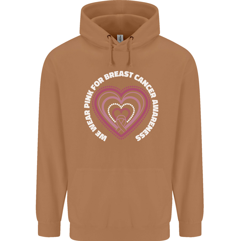 Breast Cancer Awareness I Wear Pink Mens 80% Cotton Hoodie Caramel Latte