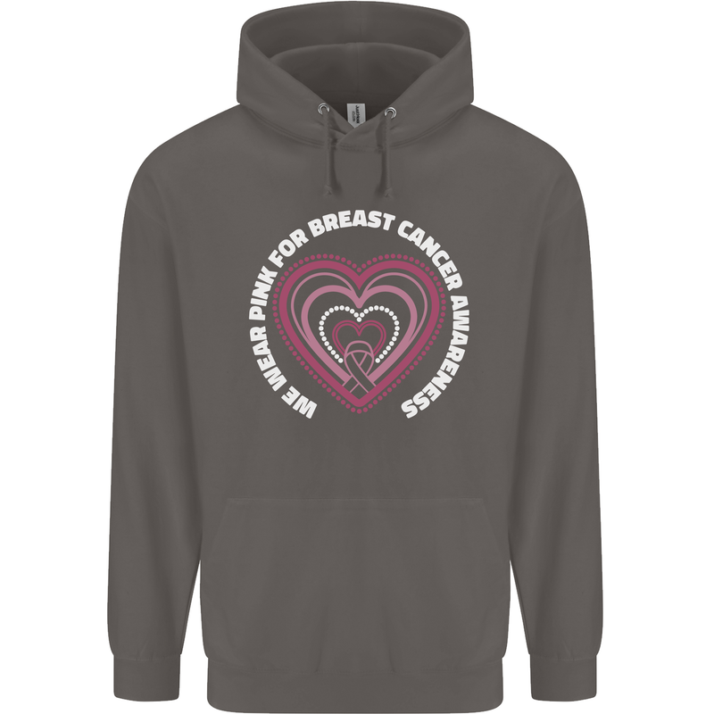 Breast Cancer Awareness I Wear Pink Mens 80% Cotton Hoodie Charcoal