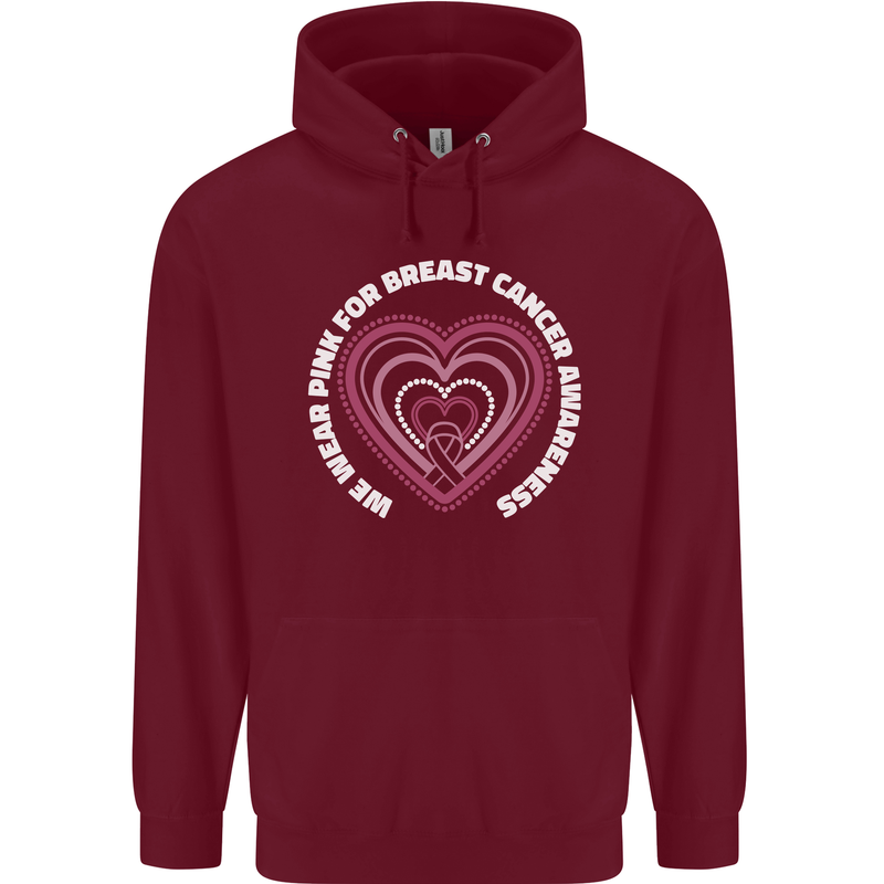 Breast Cancer Awareness I Wear Pink Mens 80% Cotton Hoodie Maroon