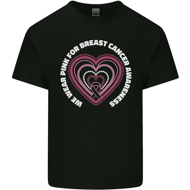 Breast Cancer Awareness I Wear Pink Mens Cotton T-Shirt Tee Top Black