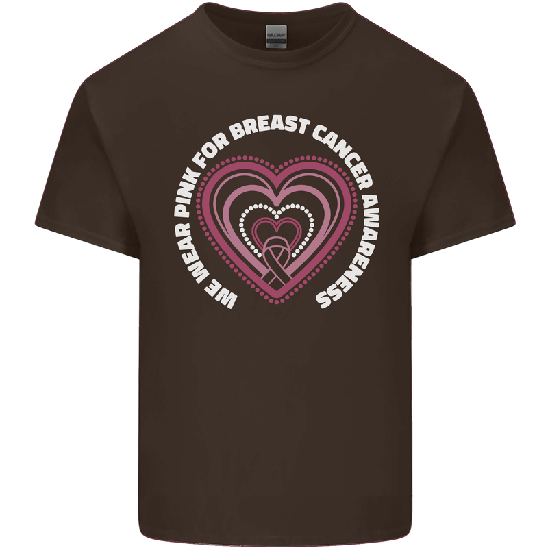 Breast Cancer Awareness I Wear Pink Mens Cotton T-Shirt Tee Top Dark Chocolate