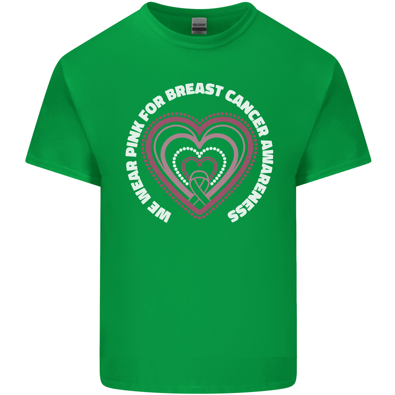 Breast Cancer Awareness I Wear Pink Mens Cotton T-Shirt Tee Top Irish Green