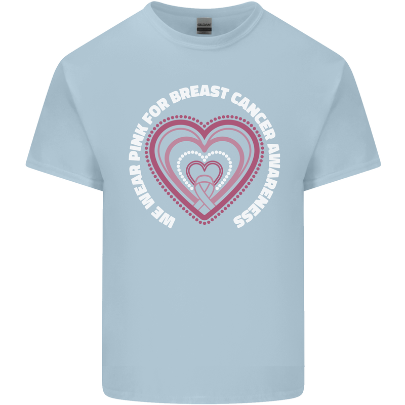 Breast Cancer Awareness I Wear Pink Mens Cotton T-Shirt Tee Top Light Blue