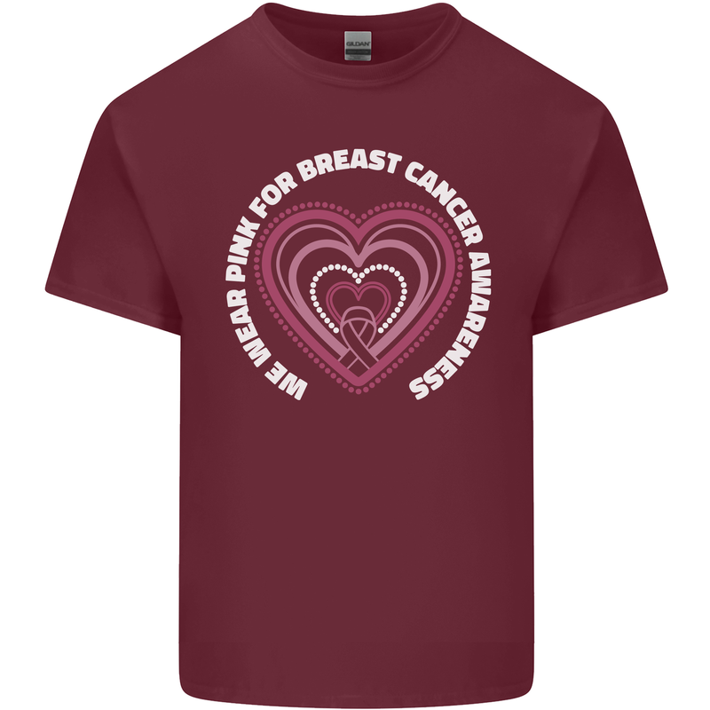 Breast Cancer Awareness I Wear Pink Mens Cotton T-Shirt Tee Top Maroon