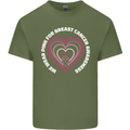 Breast Cancer Awareness I Wear Pink Mens Cotton T-Shirt Tee Top Military Green
