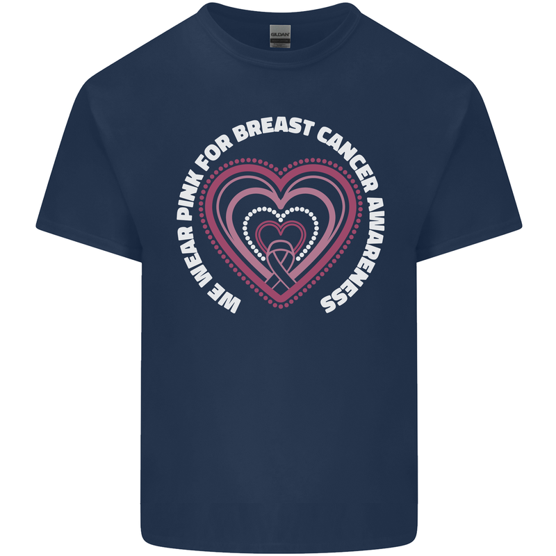Breast Cancer Awareness I Wear Pink Mens Cotton T-Shirt Tee Top Navy Blue