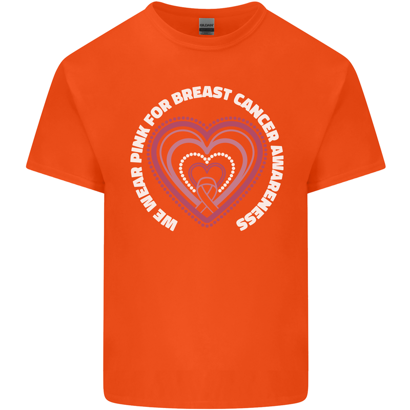 Breast Cancer Awareness I Wear Pink Mens Cotton T-Shirt Tee Top Orange