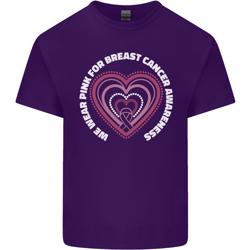 Breast Cancer Awareness I Wear Pink Mens Cotton T-Shirt Tee Top Purple