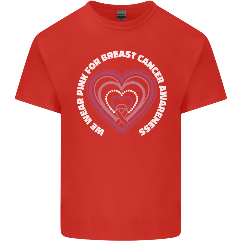 Breast Cancer Awareness I Wear Pink Mens Cotton T-Shirt Tee Top Red