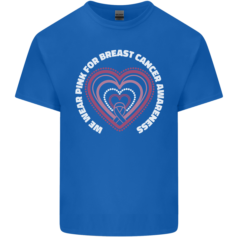 Breast Cancer Awareness I Wear Pink Mens Cotton T-Shirt Tee Top Royal Blue
