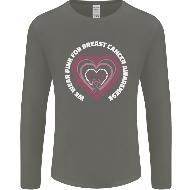 Breast Cancer Awareness I Wear Pink Mens Long Sleeve T-Shirt Charcoal