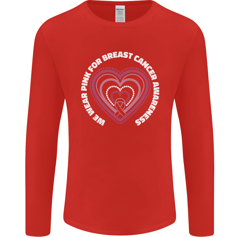 Breast Cancer Awareness I Wear Pink Mens Long Sleeve T-Shirt Red