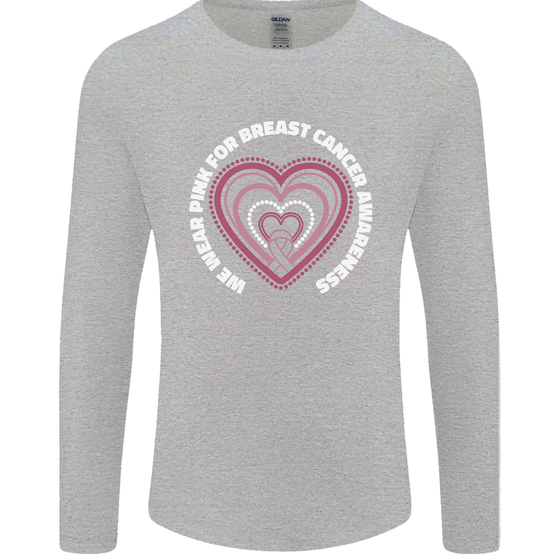 Breast Cancer Awareness I Wear Pink Mens Long Sleeve T-Shirt Sports Grey