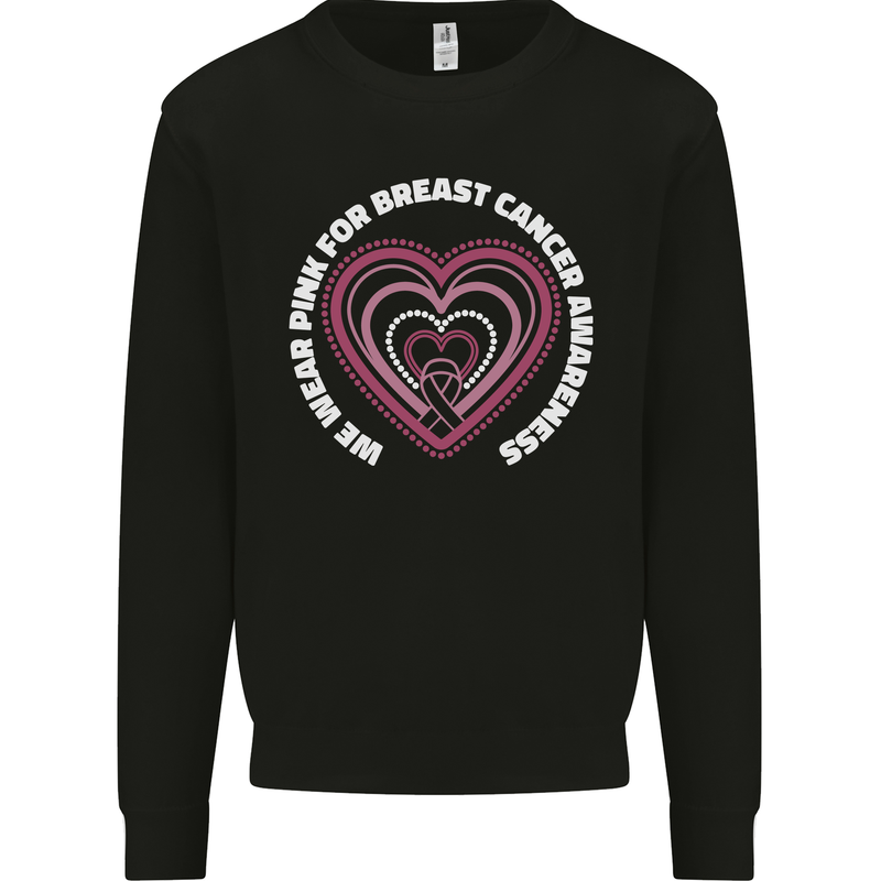 Breast Cancer Awareness I Wear Pink Mens Sweatshirt Jumper Black