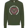 Breast Cancer Awareness I Wear Pink Mens Sweatshirt Jumper Forest Green