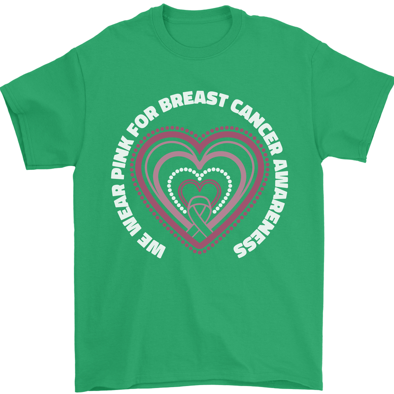 Breast Cancer Awareness I Wear Pink Mens T-Shirt 100% Cotton Irish Green