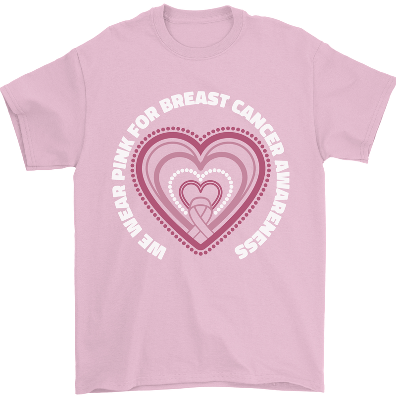 Breast Cancer Awareness I Wear Pink Mens T-Shirt 100% Cotton Light Pink