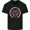 Breast Cancer Awareness I Wear Pink Mens V-Neck Cotton T-Shirt Black