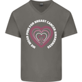 Breast Cancer Awareness I Wear Pink Mens V-Neck Cotton T-Shirt Charcoal