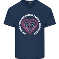 Breast Cancer Awareness I Wear Pink Mens V-Neck Cotton T-Shirt Navy Blue