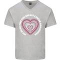 Breast Cancer Awareness I Wear Pink Mens V-Neck Cotton T-Shirt Sports Grey