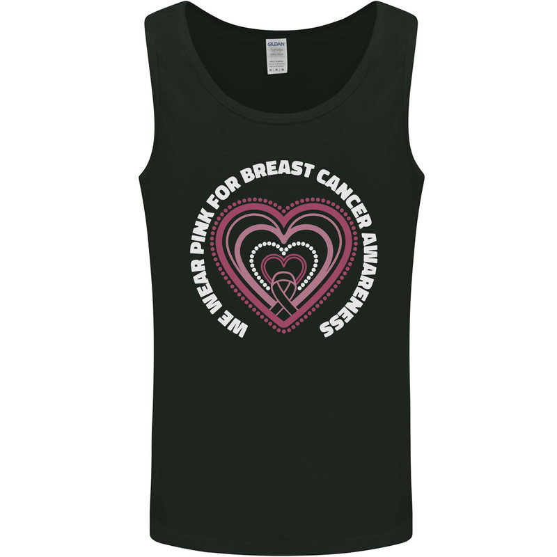 Breast Cancer Awareness I Wear Pink Mens Vest Tank Top Black