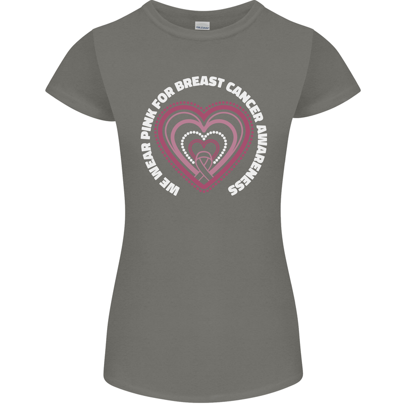 Breast Cancer Awareness I Wear Pink Womens Petite Cut T-Shirt Charcoal