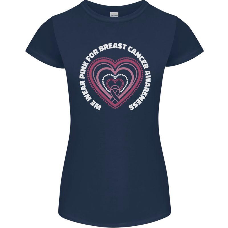 Breast Cancer Awareness I Wear Pink Womens Petite Cut T-Shirt Navy Blue