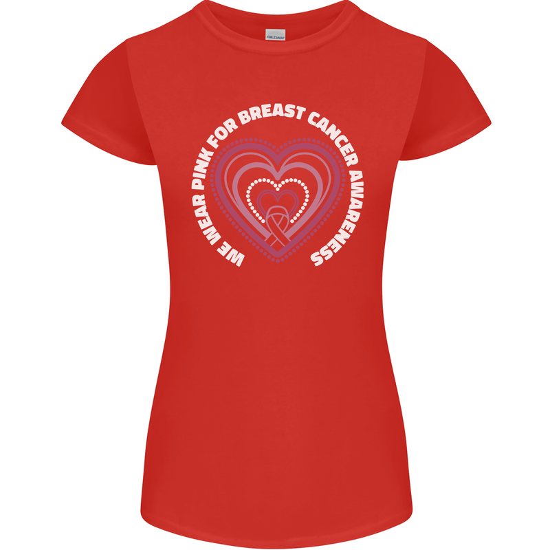 Breast Cancer Awareness I Wear Pink Womens Petite Cut T-Shirt Red