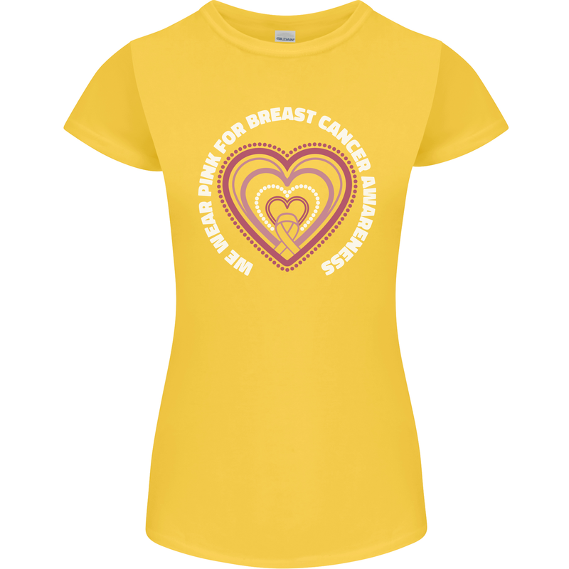 Breast Cancer Awareness I Wear Pink Womens Petite Cut T-Shirt Yellow