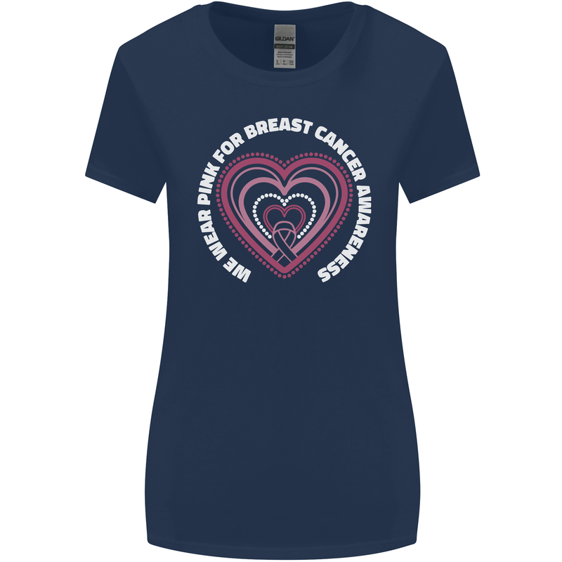 Breast Cancer Awareness I Wear Pink Womens Wider Cut T-Shirt Navy Blue
