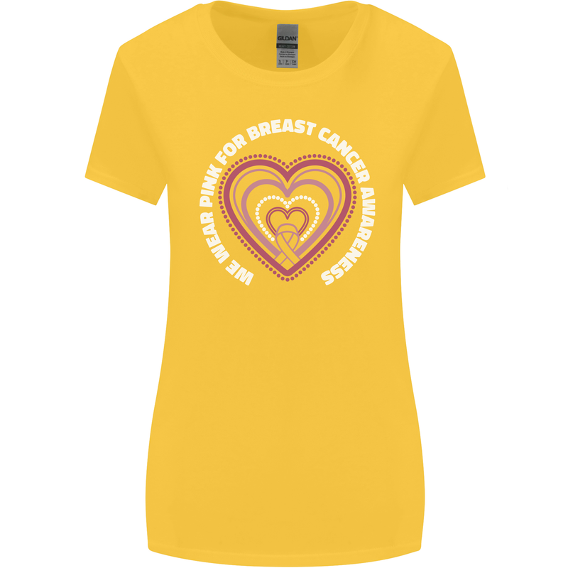 Breast Cancer Awareness I Wear Pink Womens Wider Cut T-Shirt Yellow