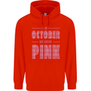 Breast Cancer Awareness In October Pink Childrens Kids Hoodie Bright Red
