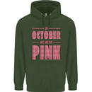 Breast Cancer Awareness In October Pink Childrens Kids Hoodie Forest Green