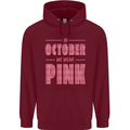 Breast Cancer Awareness In October Pink Childrens Kids Hoodie Maroon