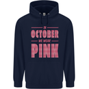 Breast Cancer Awareness In October Pink Childrens Kids Hoodie Navy Blue