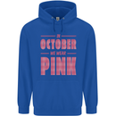 Breast Cancer Awareness In October Pink Childrens Kids Hoodie Royal Blue