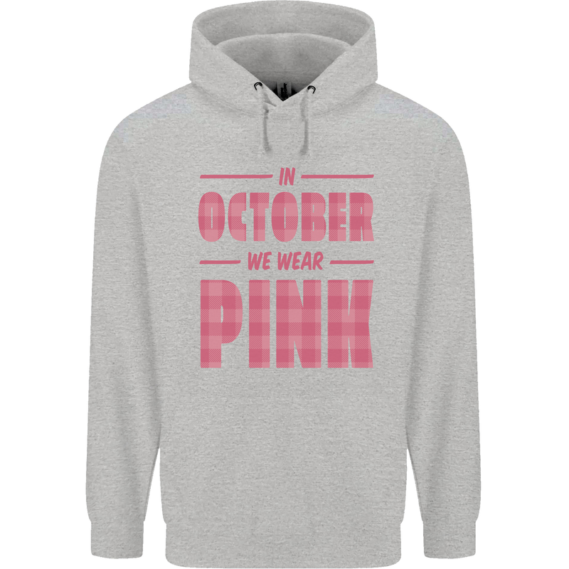 Breast Cancer Awareness In October Pink Childrens Kids Hoodie Sports Grey