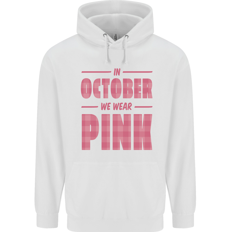 Breast Cancer Awareness In October Pink Childrens Kids Hoodie White