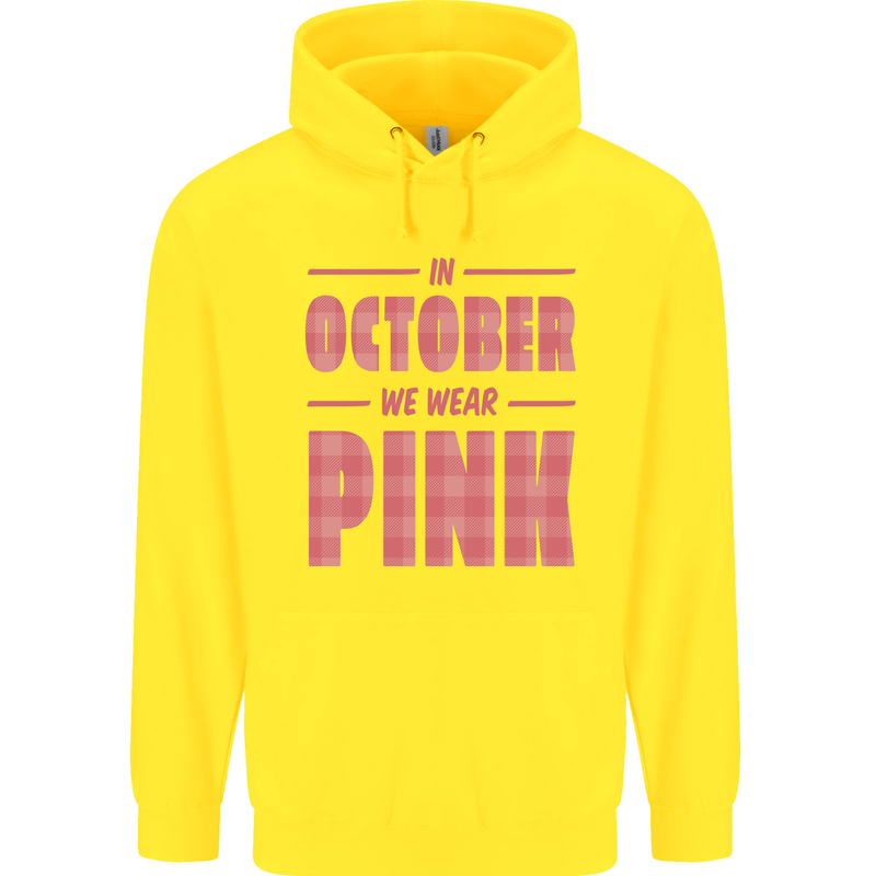 Breast Cancer Awareness In October Pink Childrens Kids Hoodie Yellow