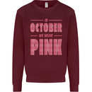 Breast Cancer Awareness In October Pink Kids Sweatshirt Jumper Maroon