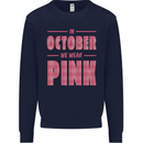 Breast Cancer Awareness In October Pink Kids Sweatshirt Jumper Navy Blue