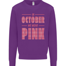 Breast Cancer Awareness In October Pink Kids Sweatshirt Jumper Purple