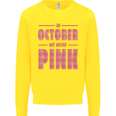 Breast Cancer Awareness In October Pink Kids Sweatshirt Jumper Yellow