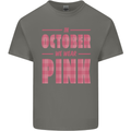 Breast Cancer Awareness In October Pink Kids T-Shirt Childrens Charcoal
